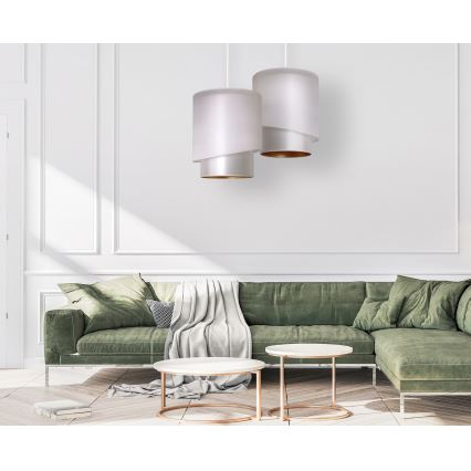 Duolla - Candelabro suspenso PARIS 1xE27/15W/230V diâmetro 40 cm prateado/dourado