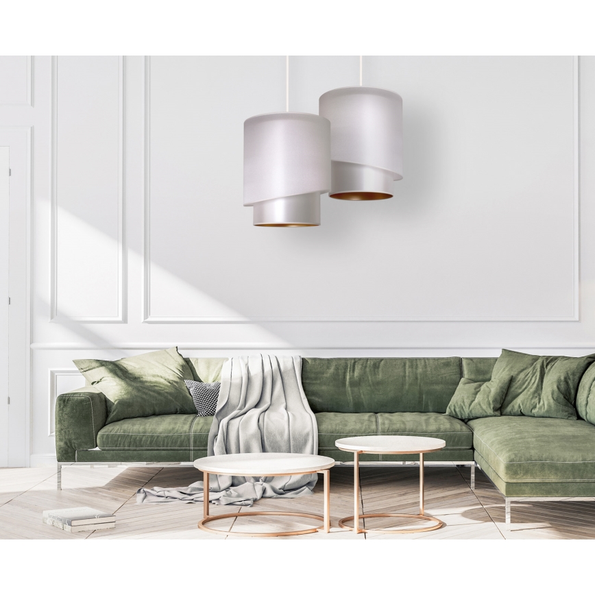 Duolla - Candelabro suspenso PARIS 1xE27/15W/230V diâmetro 40 cm prateado/dourado