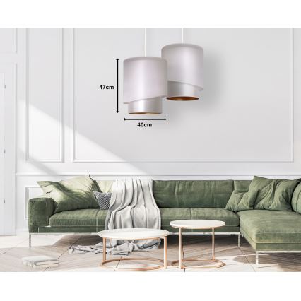 Duolla - Candelabro suspenso PARIS 1xE27/15W/230V diâmetro 40 cm prateado/dourado
