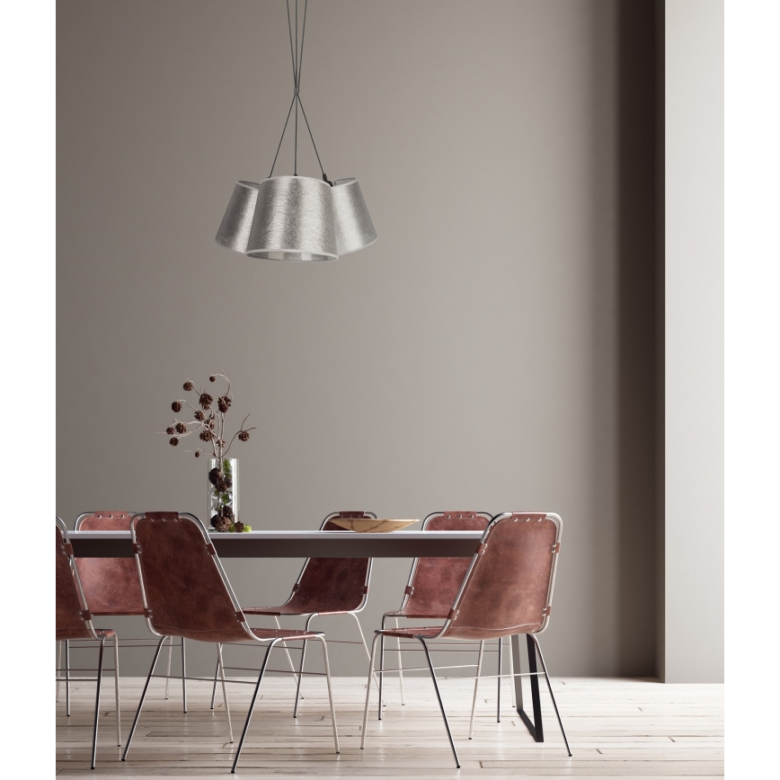 Duolla - Candelabro suspenso ROSSA 3xE27/40W/230V prateado