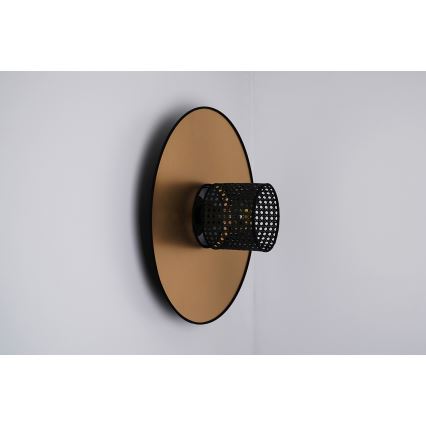 Duolla - Iluminação de parede TOKYO RATTAN 1xE27/15W/230V diâmetro 50 cm dourado/preto