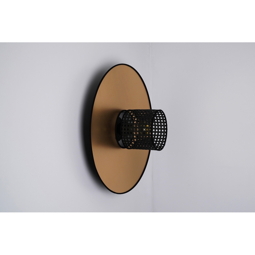 Duolla - Iluminação de parede TOKYO RATTAN 1xE27/15W/230V diâmetro 50 cm dourado/preto