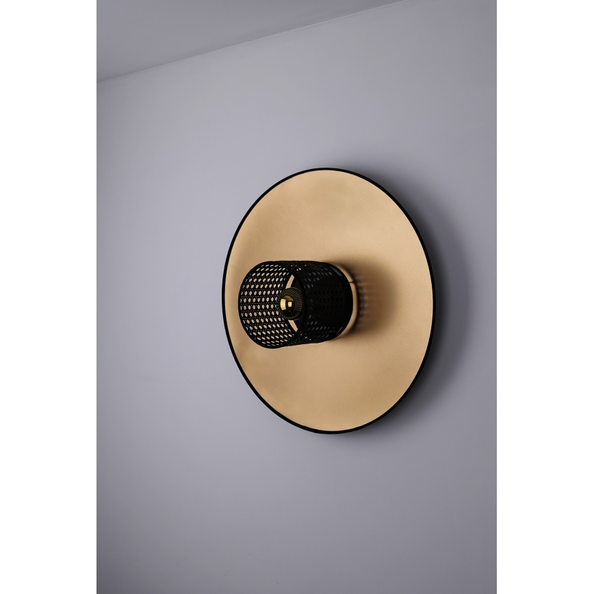 Duolla - Iluminação de parede TOKYO RATTAN 1xE27/15W/230V diâmetro 50 cm dourado/preto