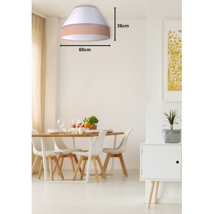 Duolla - Iluminação de teto AVIGNON 3xE27/15W/230V diâmetro 60 cm branco/castanho