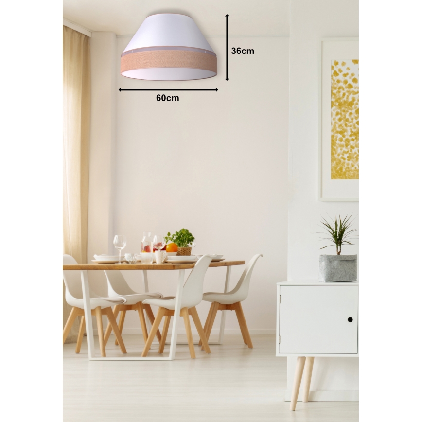 Duolla - Iluminação de teto AVIGNON 3xE27/15W/230V diâmetro 60 cm branco/castanho