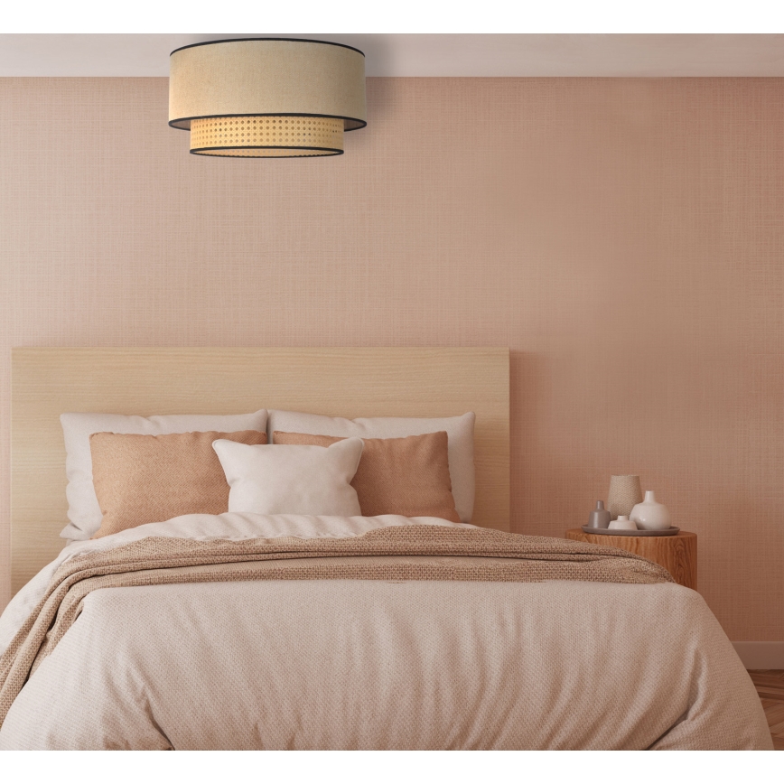 Duolla - Iluminação de teto BOHO 1xE27/15W/230V diâmetro 45 cm bege/vime