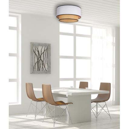 Duolla - Iluminação de teto BOHO 1xE27/15W/230V diâmetro 45 cm branco/vime