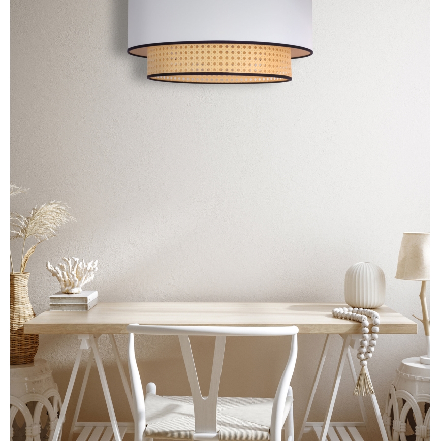 Duolla - Iluminação de teto BOHO 1xE27/15W/230V diâmetro 45 cm branco/vime