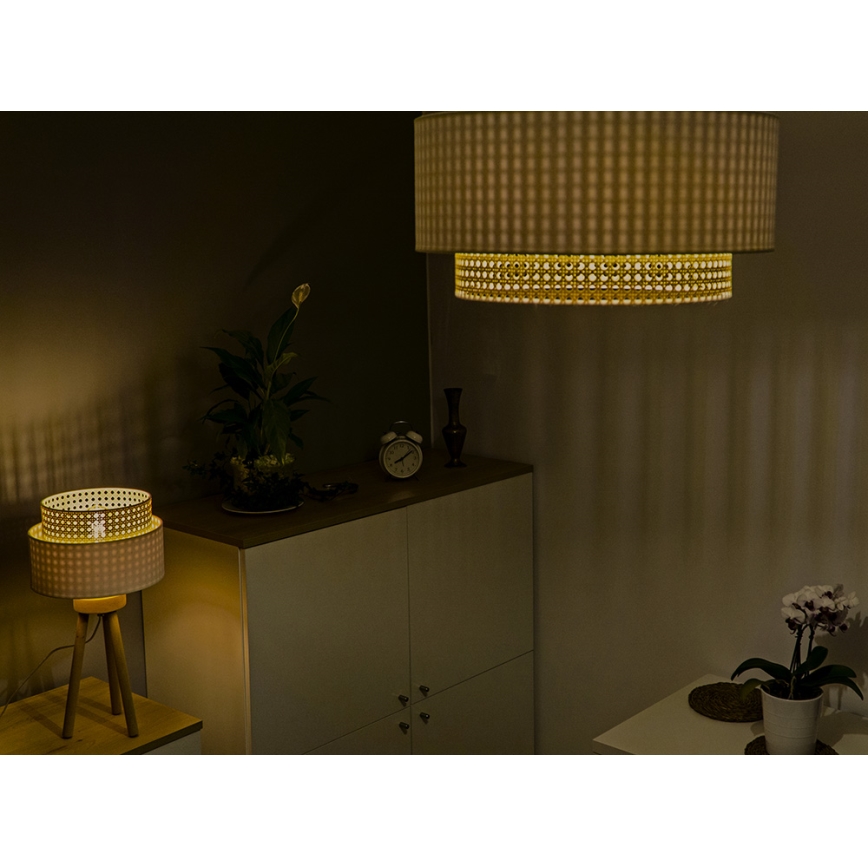Duolla - Iluminação de teto BOHO 3xE27/15W/230V d. 60 cm cremoso/vime