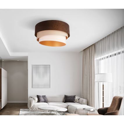 Duolla - Iluminação de teto DEVON 1xE27/40W/230V diâmetro 45 cm castanho/bege