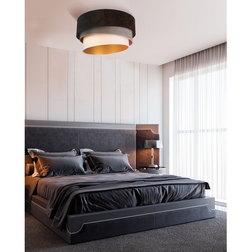 Duolla - Iluminação de teto DEVON 1xE27/40W/230V diâmetro 45 cm preto/cinzento/bege