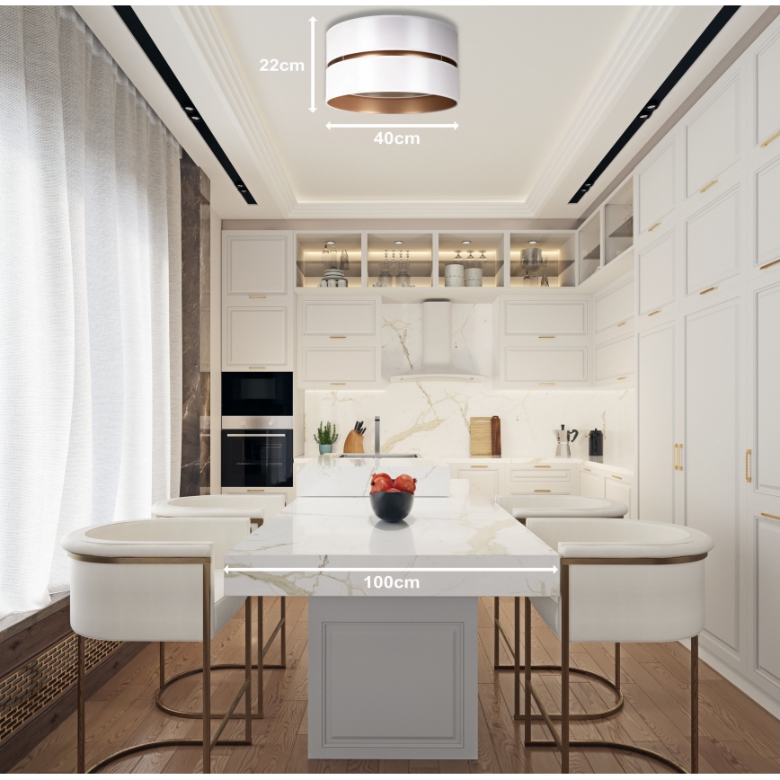 Duolla - Iluminação de teto DUO 1xE27/15W/230V diâmetro 40 cm branco/dourado