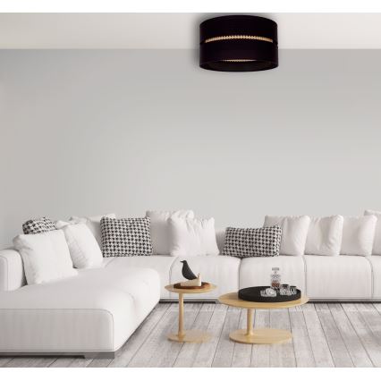 Duolla - Iluminação de teto DUO 1xE27/15W/230V diâmetro 40 cm preto/vime