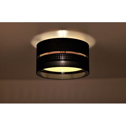 Duolla - Iluminação de teto DUO 1xE27/15W/230V diâmetro 40 cm preto/vime