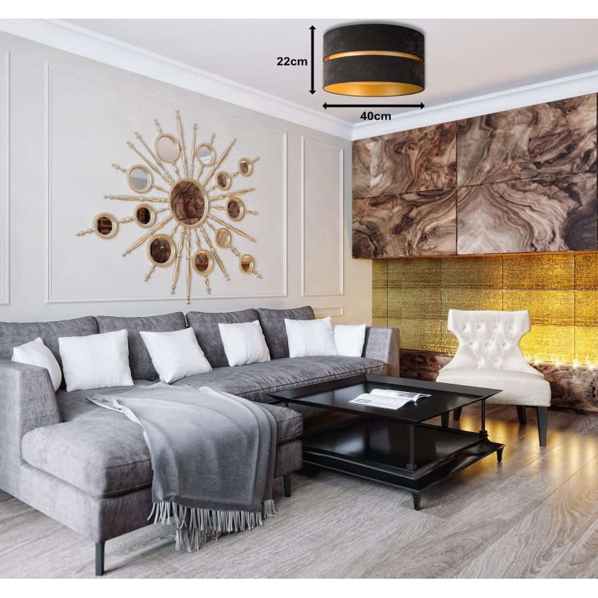Duolla - Iluminação de teto DUO 1xE27/40W/230V diâmetro 40 cm preto/dourado