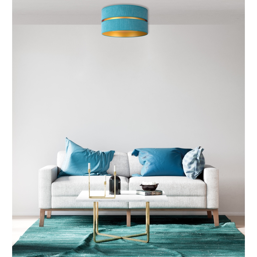 Duolla - Iluminação de teto DUO 1xE27/40W/230V diâmetro 40 cm turquesa/dourado