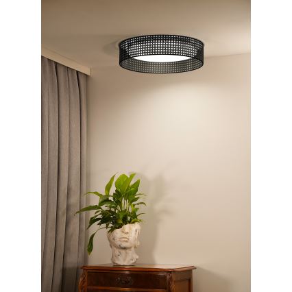 Duolla - Iluminação de teto LED ROLLER RATTAN LED/24W/230V diâmetro 45 cm preto
