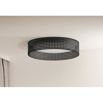 Duolla - Iluminação de teto LED ROLLER RATTAN LED/24W/230V diâmetro 45 cm preto