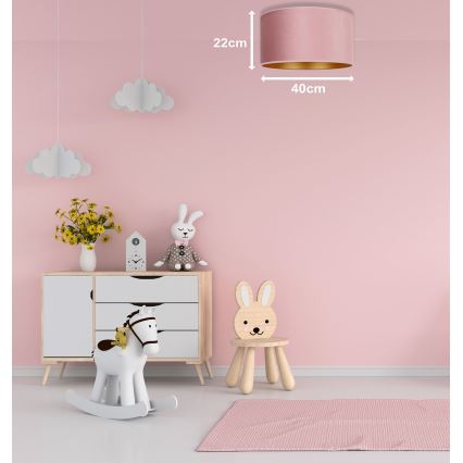 Duolla - Iluminação de teto ROLLER 1xE27/15W/230V diâmetro 40 cm rosa/dourado