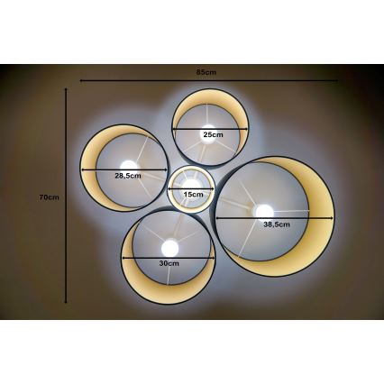 Duolla - Iluminação de teto ROLLER PENTO 5xE27/60W/230V antracite