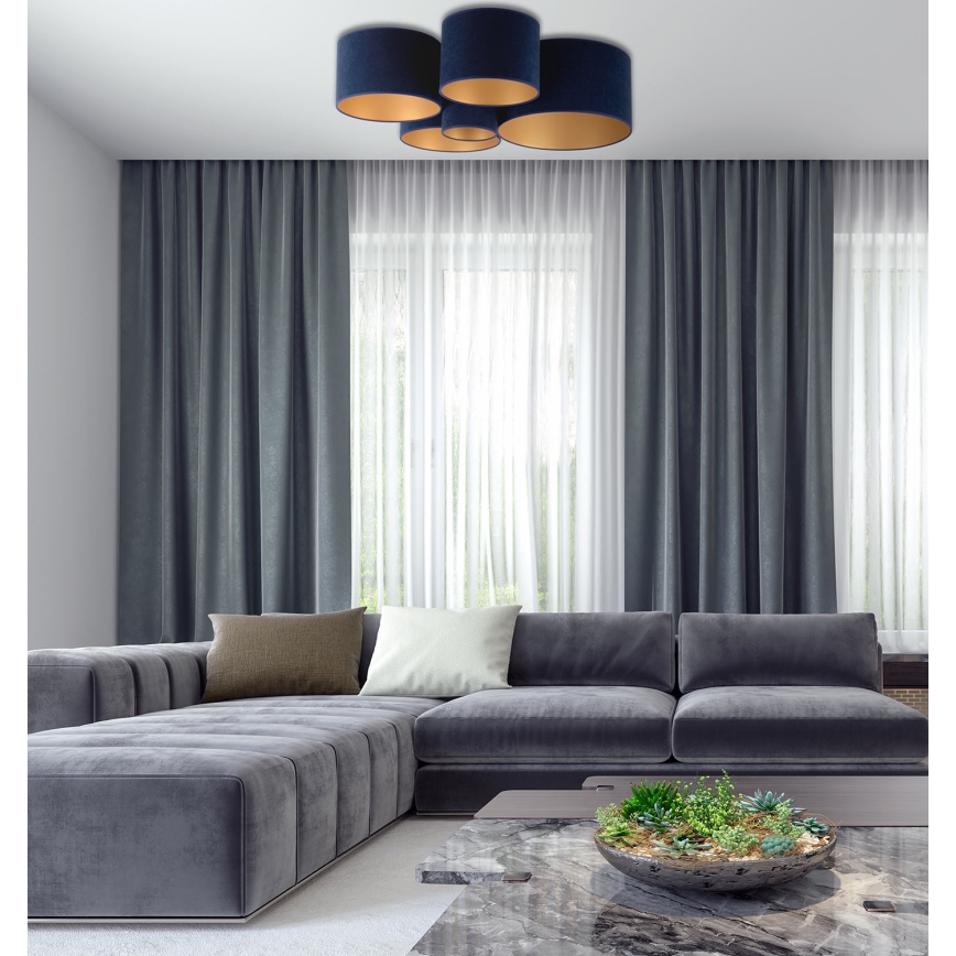 Duolla - Iluminação de teto ROLLER PENTO 5xE27/60W/230V azul