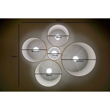 Duolla - Iluminação de teto ROLLER PENTO 5xE27/60W/230V dourada