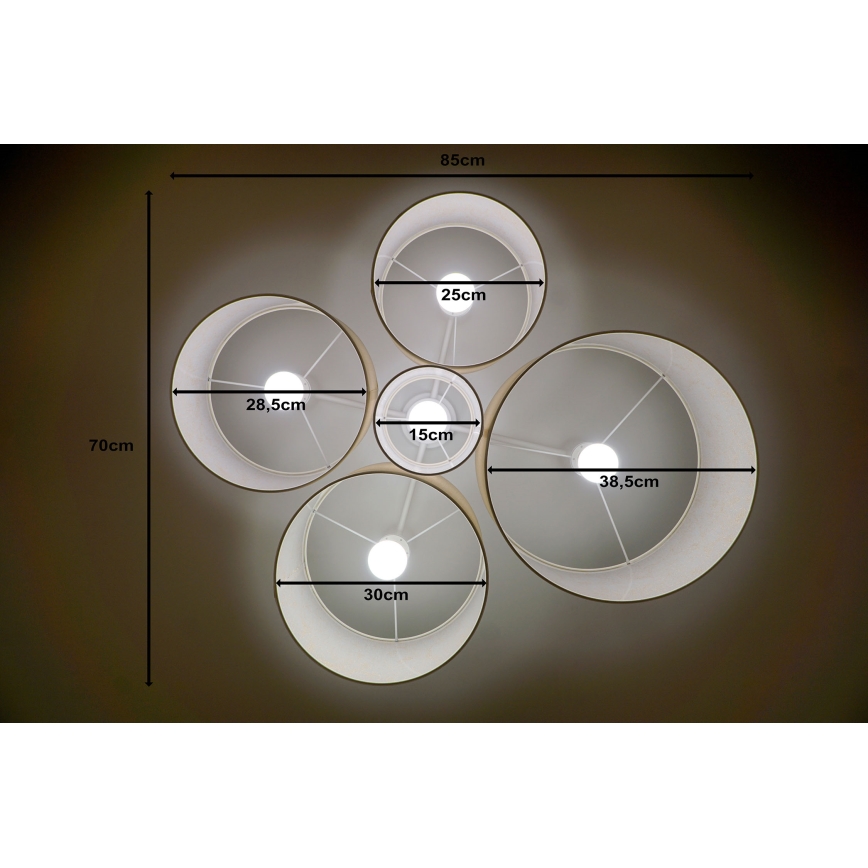 Duolla - Iluminação de teto ROLLER PENTO 5xE27/60W/230V dourada