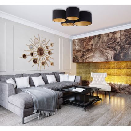 Duolla - Iluminação de teto ROLLER PENTO 5xE27/60W/230V preto/dourada