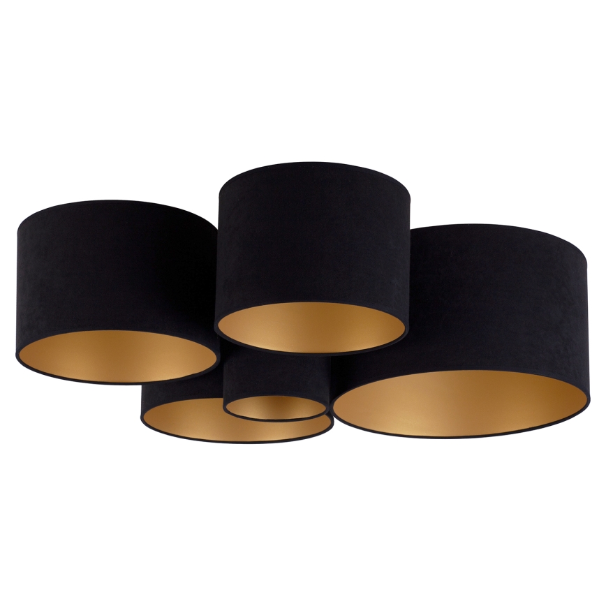 Duolla - Iluminação de teto ROLLER PENTO 5xE27/60W/230V preto/dourada