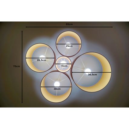 Duolla - Iluminação de teto ROLLER PENTO 5xE27/60W/230V rosa