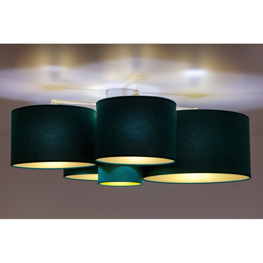 Duolla - Iluminação de teto ROLLER PENTO 5xE27/60W/230V verde/dourada