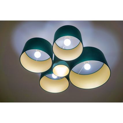 Duolla - Iluminação de teto ROLLER PENTO 5xE27/60W/230V verde/dourada