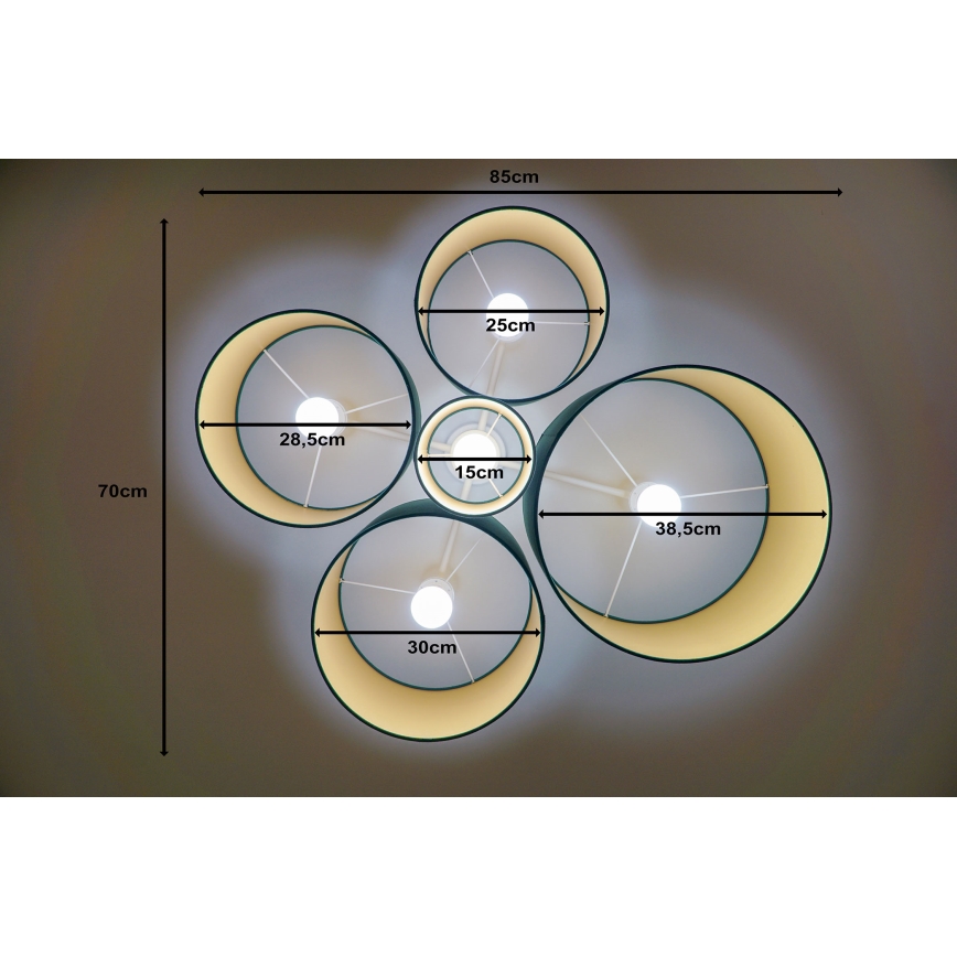 Duolla - Iluminação de teto ROLLER PENTO 5xE27/60W/230V verde/dourada