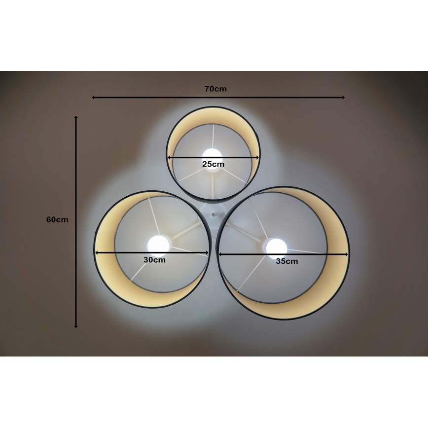 Duolla - Iluminação de teto ROLLER TRIO 3xE27/60W/230V antracite