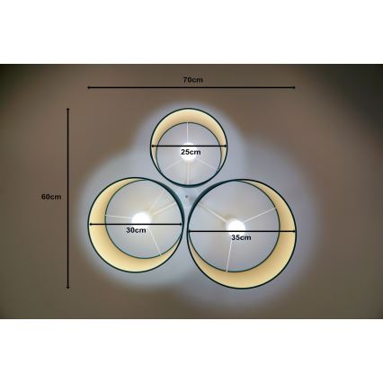 Duolla - Iluminação de teto ROLLER TRIO 3xE27/60W/230V verde/dourada