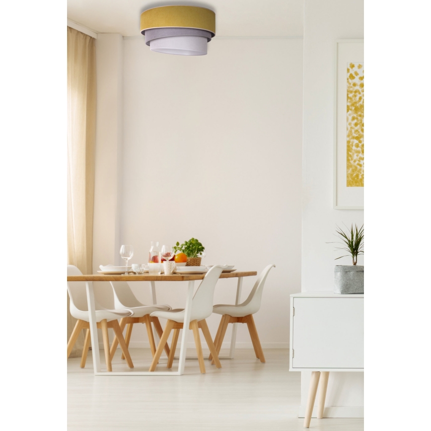Duolla - Iluminação de teto TRIO 1xE27/15W/230V diâmetro 45 cm amarelo/cinzento/branco