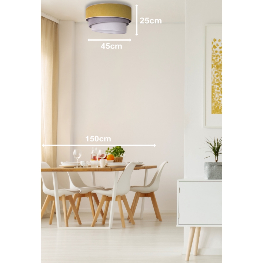 Duolla - Iluminação de teto TRIO 1xE27/15W/230V diâmetro 45 cm amarelo/cinzento/branco