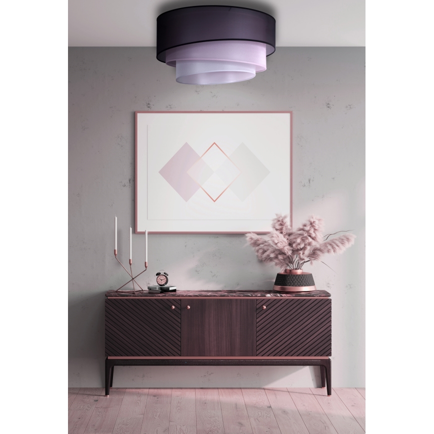 Duolla - Iluminação de teto TRIO 1xE27/15W/230V diâmetro 45 cm preto/rosa/prateado