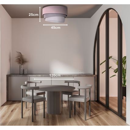 Duolla - Iluminação de teto TRIO 1xE27/15W/230V diâmetro 45 cm rosa/cinzento/branco
