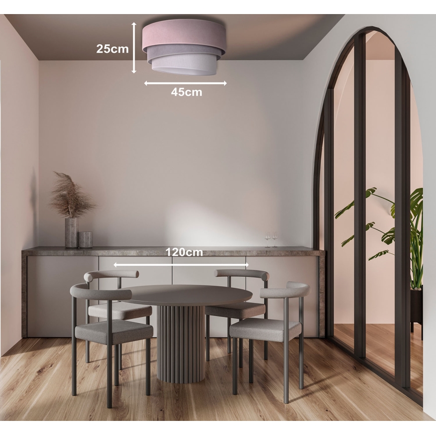 Duolla - Iluminação de teto TRIO 1xE27/15W/230V diâmetro 45 cm rosa/cinzento/branco