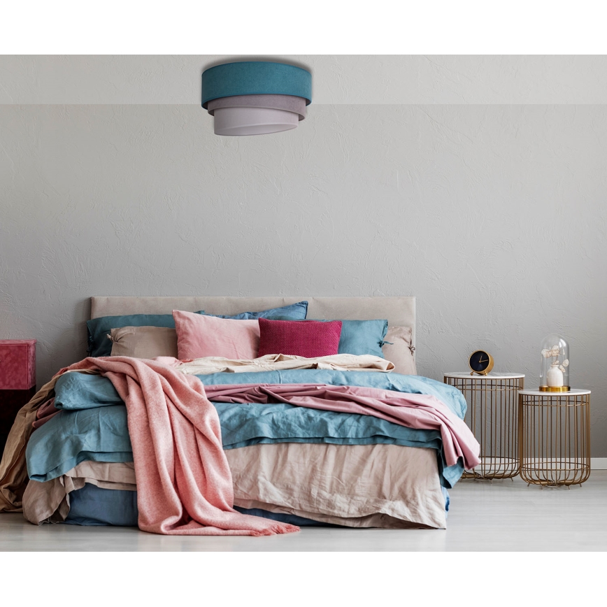Duolla - Iluminação de teto TRIO 1xE27/15W/230V diâmetro 45 cm turquesa/cinzento/branco