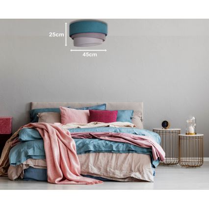 Duolla - Iluminação de teto TRIO 1xE27/15W/230V diâmetro 45 cm turquesa/cinzento/branco