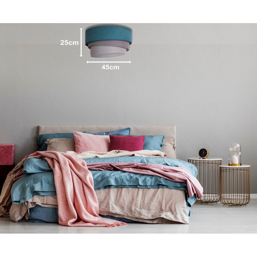 Duolla - Iluminação de teto TRIO 1xE27/15W/230V diâmetro 45 cm turquesa/cinzento/branco