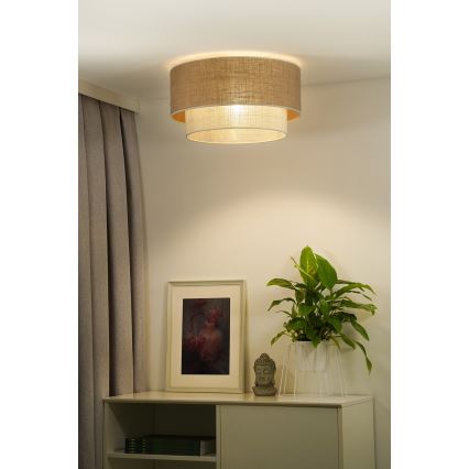 Duolla - Iluminação de teto YUTE BOHO 1xE27/15W/230V diâmetro 45 cm castanho/creme