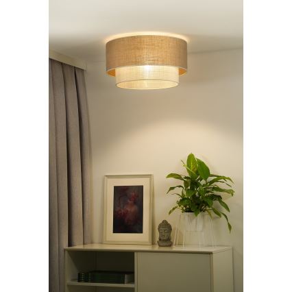 Duolla - Iluminação de teto YUTE BOHO 3xE27/15W/230V diâmetro 60 cm castanho/creme