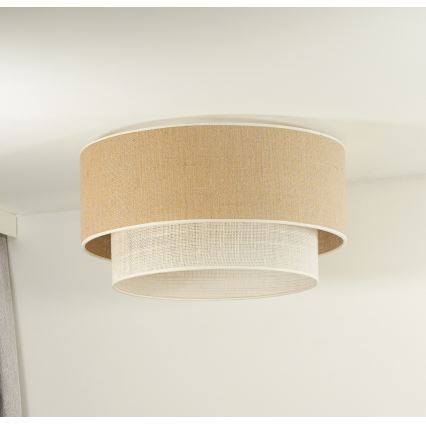 Duolla - Iluminação de teto YUTE BOHO 3xE27/15W/230V diâmetro 60 cm castanho/creme