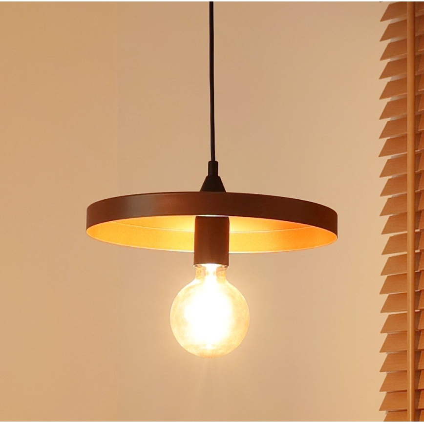 Duolla - Lustre em cabo IRONLINE 1xE27/15W/230V Ø 30 cm cobre/preto