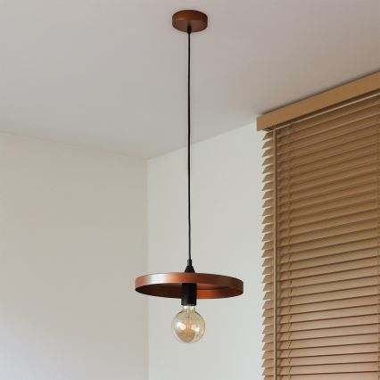 Duolla - Lustre em cabo IRONLINE 1xE27/15W/230V Ø 30 cm cobre/preto