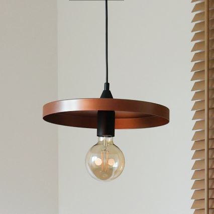 Duolla - Lustre em cabo IRONLINE 1xE27/15W/230V Ø 30 cm cobre/preto
