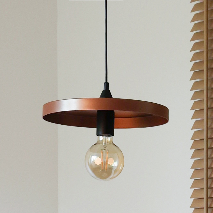 Duolla - Lustre em cabo IRONLINE 1xE27/15W/230V Ø 30 cm cobre/preto